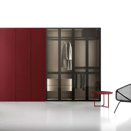 Armadio con ante battenti in laccato e vetro Nocta 03 di SantaLucia