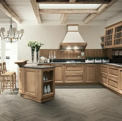 Cucina Classica con penisola Bolgheri 08 in Rovere Natura di Stosa