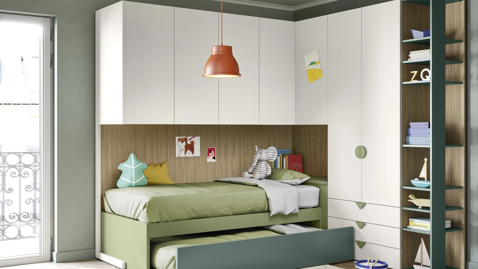 Cameretta a Ponte con Letti Estraibili di Nidi