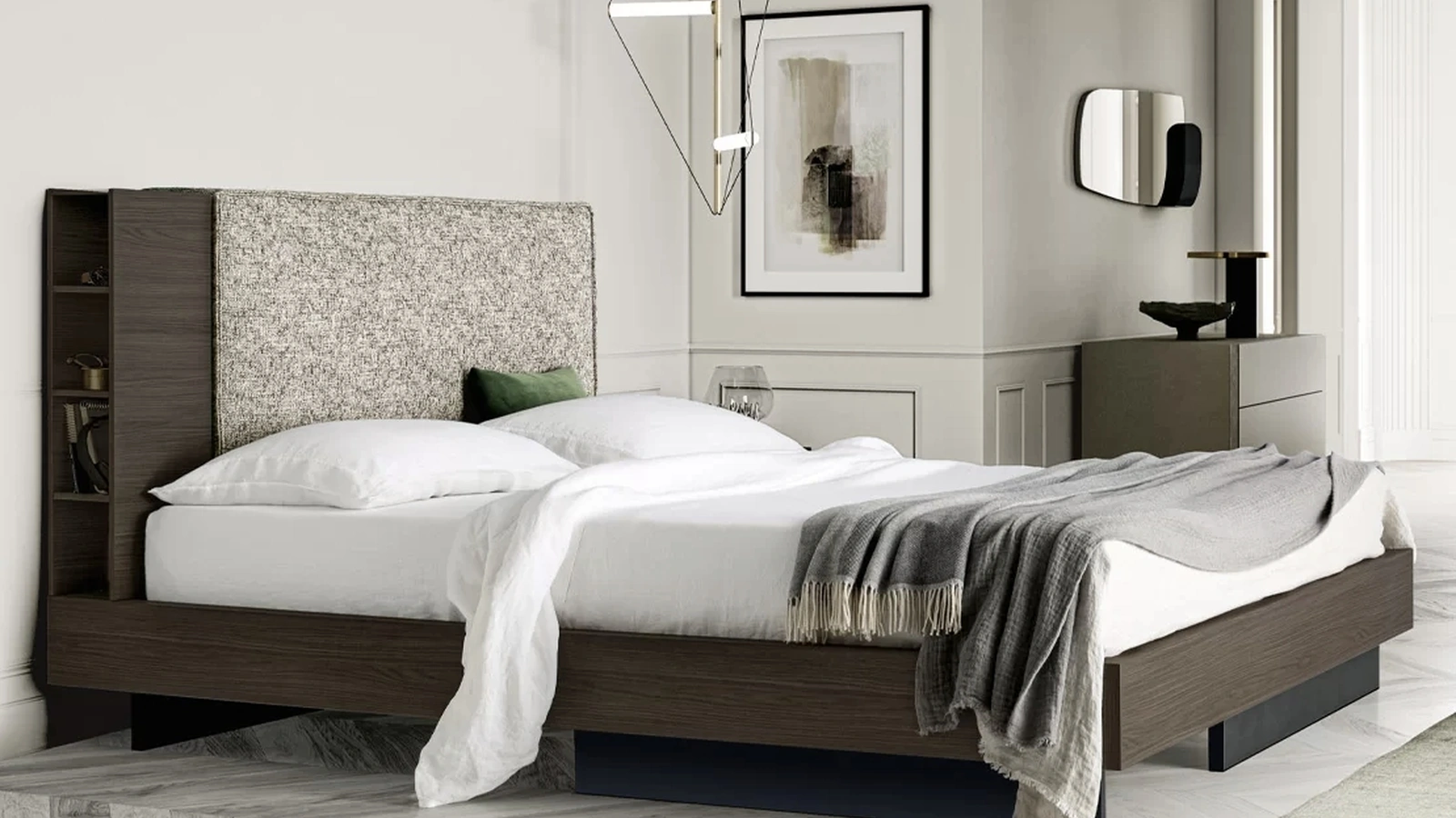 Letto in melaminico e tessuto Plinio di SantaLucia